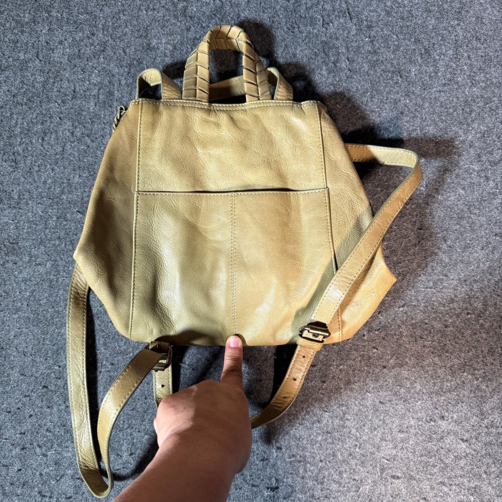 Tommy‎ Bahama Leather Backpack Olive Tan Braided Handle Small Travel Bag